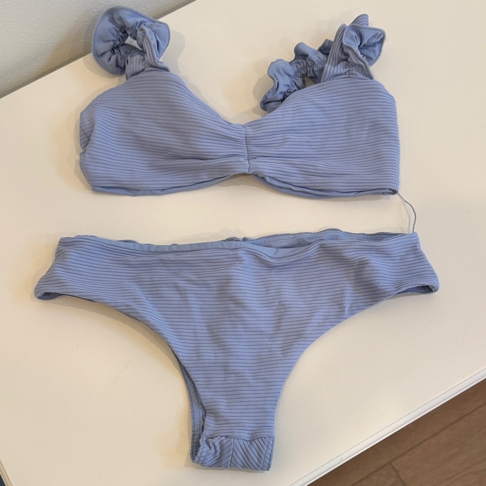 Blue Ruffled Bikini Set